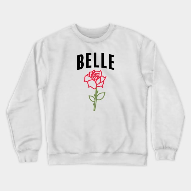 Belle with Simple Rose Crewneck Sweatshirt by Geek Tees